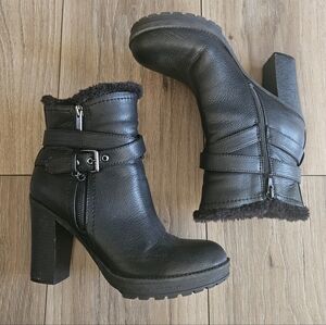 Guess Women's Black Zip Up High Healed Winter Dress Boot Size 7.5